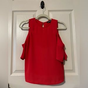 Red Cold Shoulder Short Sleeved Blouse